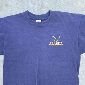 Vintage Alaska Stars Embroidered Navy Blue Short-Sleeve T-Shirt Intex Large
